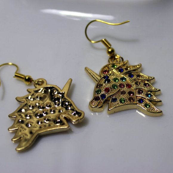 Unicorn Dangle Earrings Gold Plated Crystal Charms NWT - Picture 5 of 5